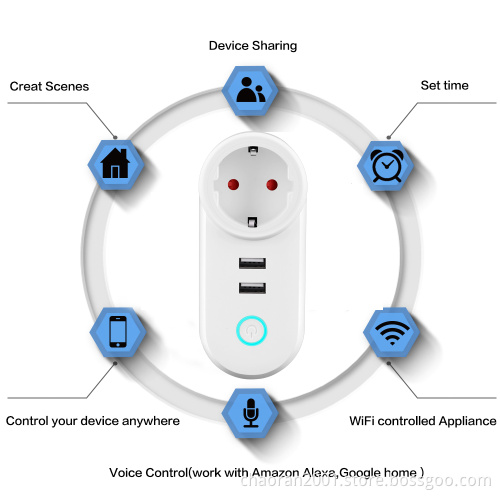 Google Home 2 USB EU Mini Wifi Plugs Europe Alexa Wall Socket